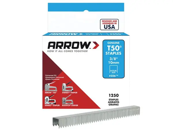 Arrow T50 ステープル 10mm(3/8インチ) 1250本入り