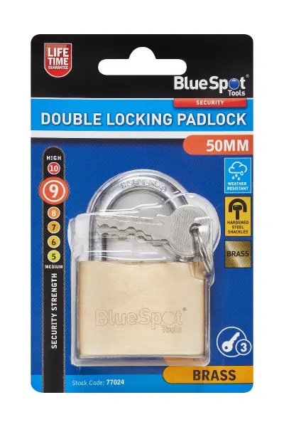 Blue Spot Tools 50毫米双锁黄铜挂锁