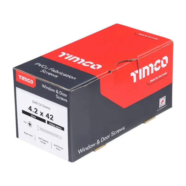 Timco - Vis de lisse, PH2, BZP, auto‑perçante 4,2 × 42 mm, pack 500