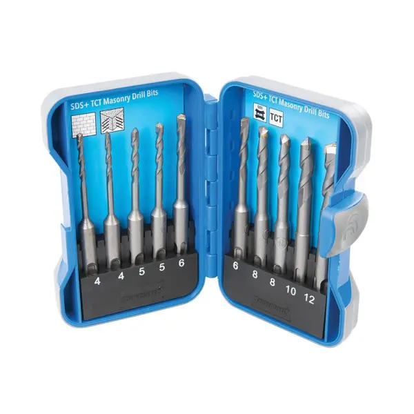 Silverline SDS Plus TCT Masonry Drill Bit Set, 4-12mm, 10-Piece
