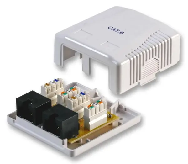 Pro Signal Twin Port Cat6 RJ45 Surface Mount Socket