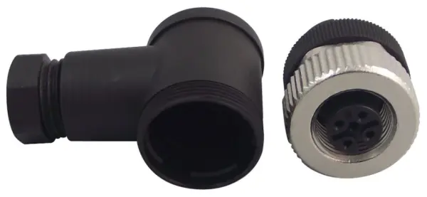 BINDER Vrije Socket, M12, 4-Weg, Schuine Hoek, Vergrendelingsring