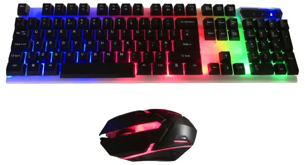 Raraion RGB LED Backlit Gaming Keyboard & Mouse Set