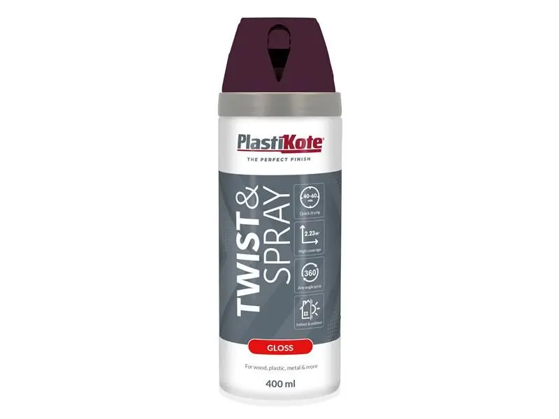 PlastiKote Twist & Spray - Peinture brillante violet pourpre, 400ml