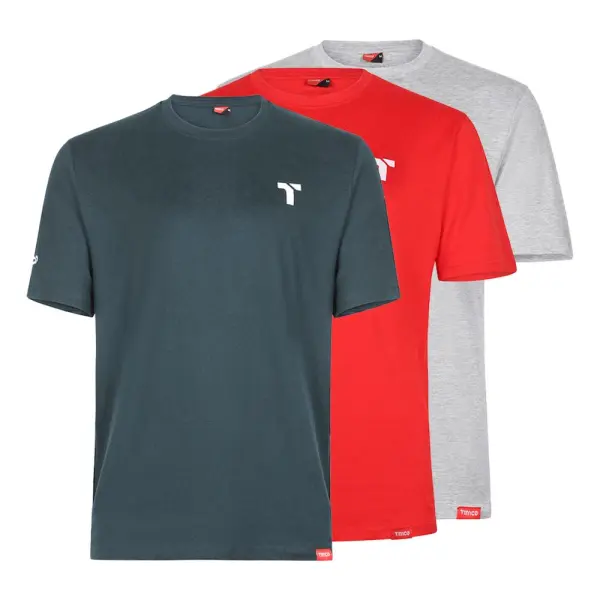 Timco - T-Shirt de Trabalho Manga Curta Pack - X-Large (Cinza/Vermelho/Verde)