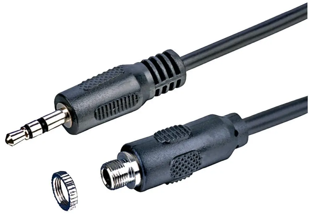 PRO SIGNAL 3.5mm Panel Mount Adaptor Lead, Female to Male, 1m Black