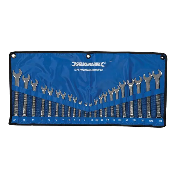 Silverline Combination Spanner Set, 22-Piece, 6-22mm & 1/4-7/8in