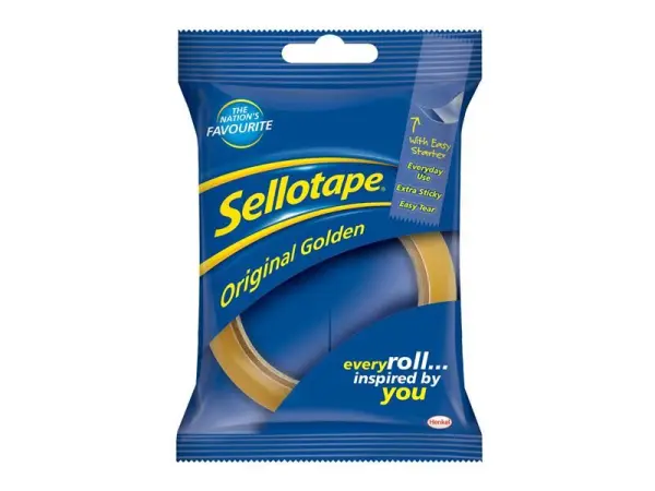 Sellotape Golden Sticky Tape, 24mm x 50m, 1 Roll