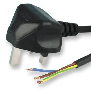 PRO ELEC - Kabel Kuasa 13A UK ke Hujung Terbuka, 1.50mm, Hitam, 2m