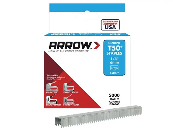 Arrow T50 Nieten 6mm (1/4 inch), Bulkverpakking van 5.000