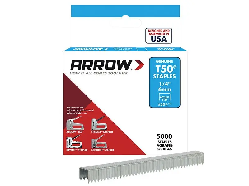 Arrow T50 Staples 6mm (1/4in), Bulk Pack of 5,000