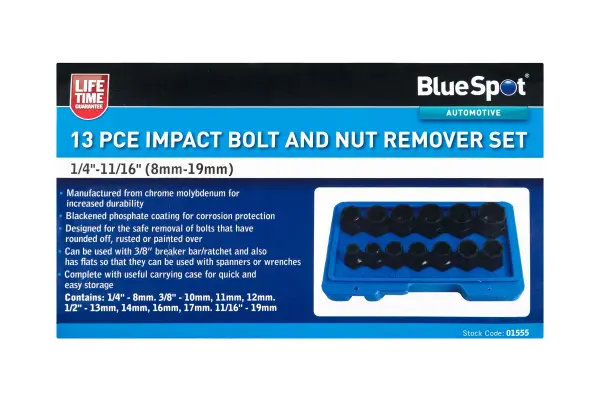 Blue Spot Tools 13-Piece Impact Bolt & Nut Remover Set (8mm-19mm)