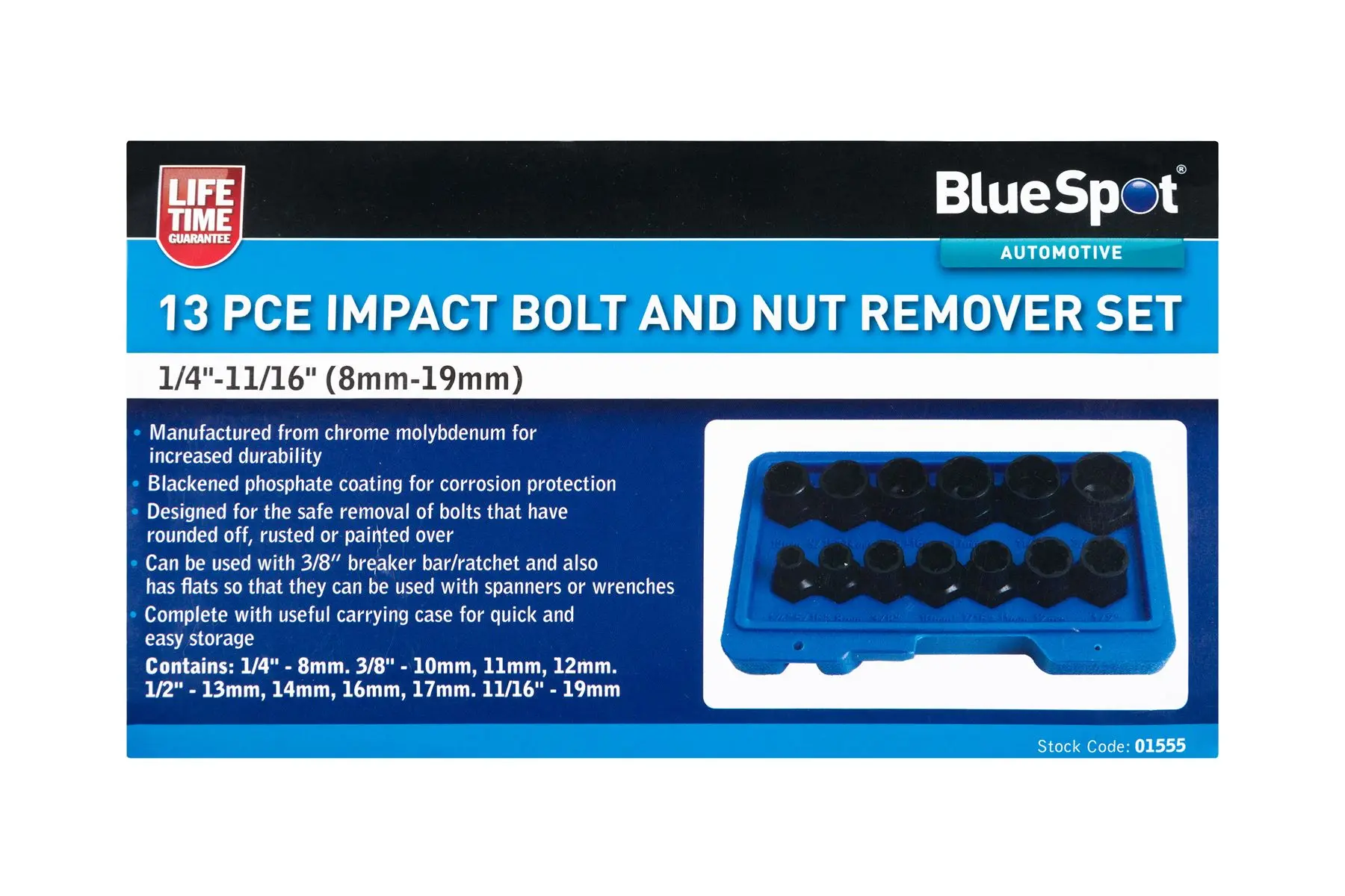 Blue Spot Tools Juego de 13 Piezas para Extracción de Tuercas y Tornillos (8mm-