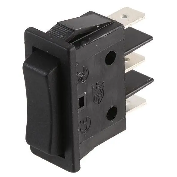 EVEREL B1 Series Rocker Switch, SPDT, Centre Off, Momentary, 16A 250V, Black