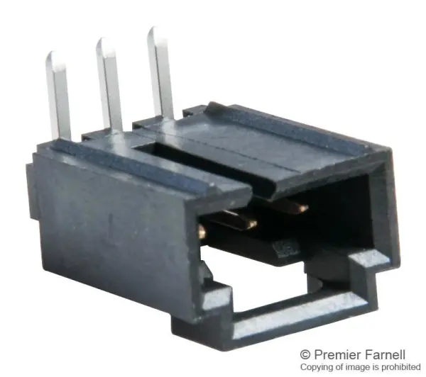 MOLEX Shrouded Signal Pin Header, 2.54mm Pitch, 3 Contacts, Right Angle