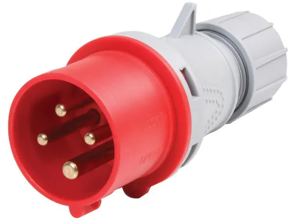 PRO ELEC - 16A, 400V 防水電纜連接插頭, 3P+E, 紅色, IP44