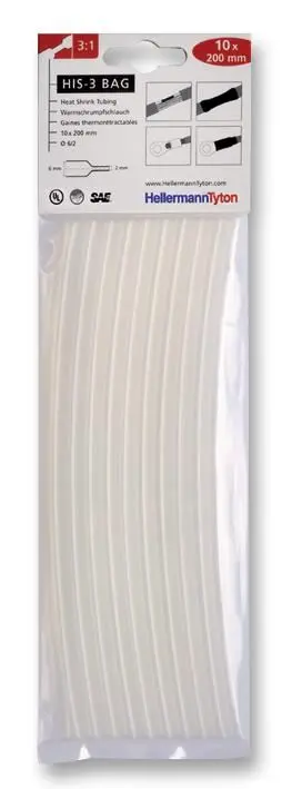 HELLERMANNTYTON 3:1 투명 열수축 튜브 6mm x 200mm, 10개입