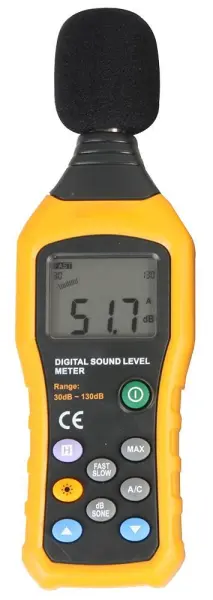 Duratool A/C Digital Sound Level Meter, 30-130dB, LCD Display