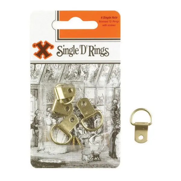 X Brass Single D Rings 4-Pack
