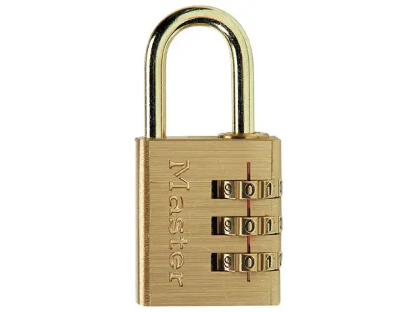 Master Lock 3-Digit Combination Padlock, Brass Finish, 30mm
