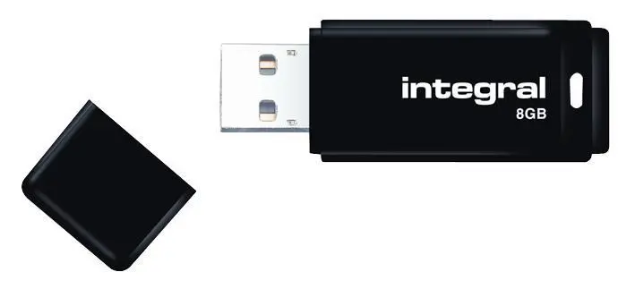Integral 블랙 USB 2.0 플래시 드라이브, 8GB