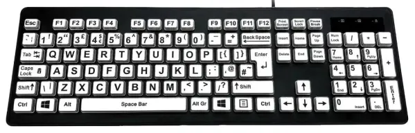 ACCURATUS - Papan Kekunci Warna-warni 2 USB Berwayar, Hitam / Putih