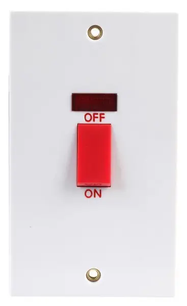 PRO ELEC Interruptor Duplo 45A com Neon, Branco