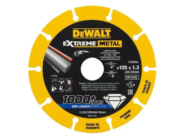 DeWALT DT40252 Disque Diamant pour Coupe Métaux 125mm x 22.23mm