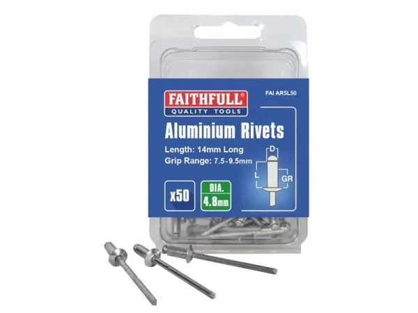 Faithfull Aluminium Rivets 4.8 x 14mm - Pack of 50