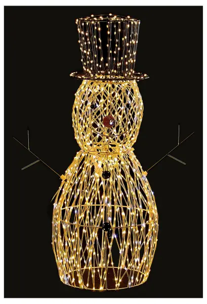 Premier Flexibrights Metal Snowman Decoration, 1150 LED, 73cm, White/Warm White