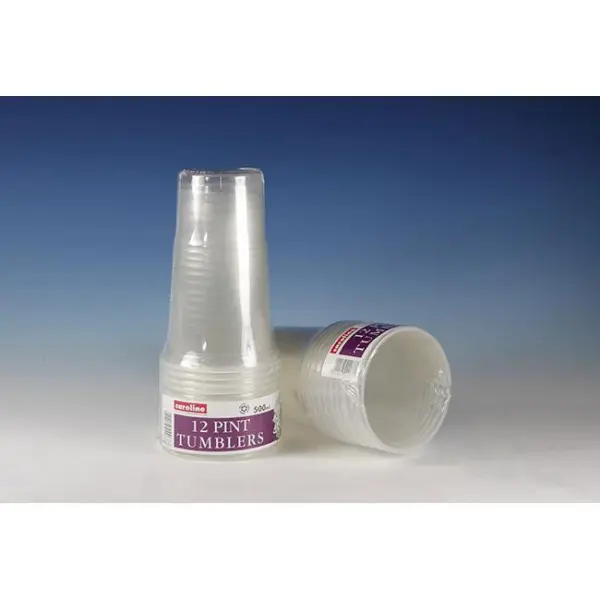 Caroline Plastic Cups Clear, 570ml, Pack of 12