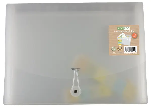 ECO-ECO A4 13 Pocket Expanding File, Clear