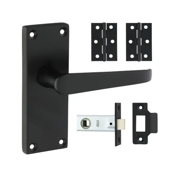 Timco Victorian Straight Latch Door Pack - Matt Black, Zinc, 2-Piece Set