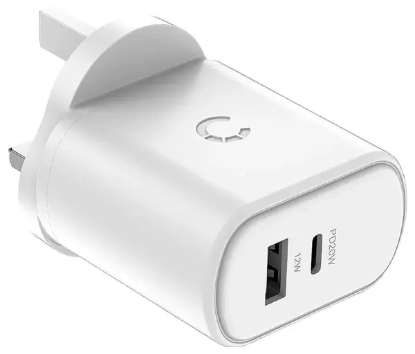 CYGNETT 32W USB PD Mains Charger, 2 Port, USB A & USB C, White