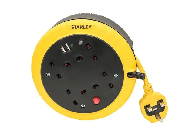 Carreto de Cabo STANLEY 4 Tomadas + 2 USB, 5m, 13A