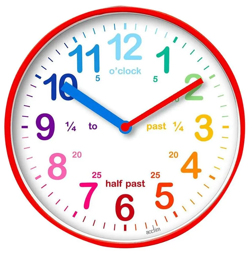 ACCTIM Teaching Time Wall Clock, Red, 20cm