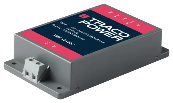 TRACO POWER TMP 15212C Enclosed AC/DC Power Supply, ±12V, 650mA, 15W