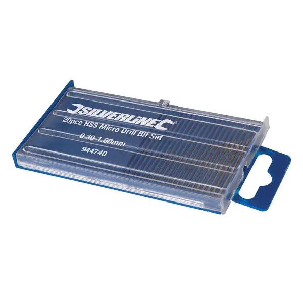 Silverline Juego de Brocas HSS Micro 0.3-1.6mm, 20 Piezas