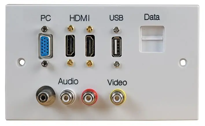 PRO SIGNAL – Plaque murale 2 modules avec HDMI, VGA, USB A & RJ45
