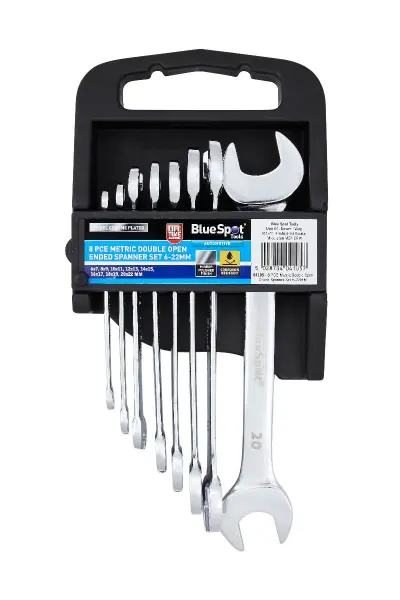 Blue Spot Tools 8件公制双头开口扳手套装 铬钒钢 6-22mm