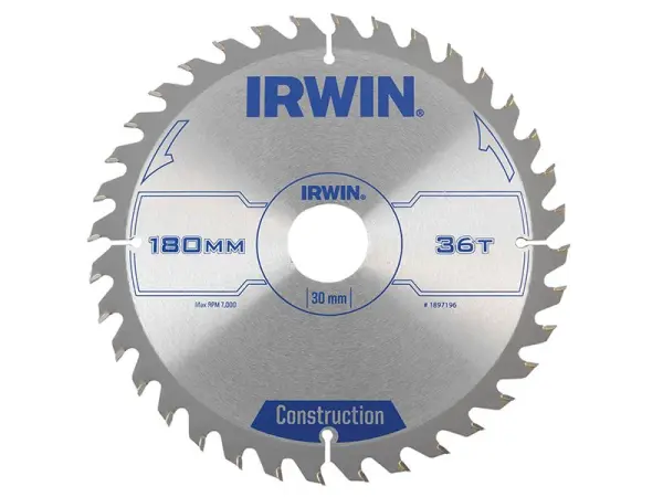 IRWIN Construction - Sceana Ciorclach Tógála, 180mm x 30mm, 36 Fiacaill ATB
