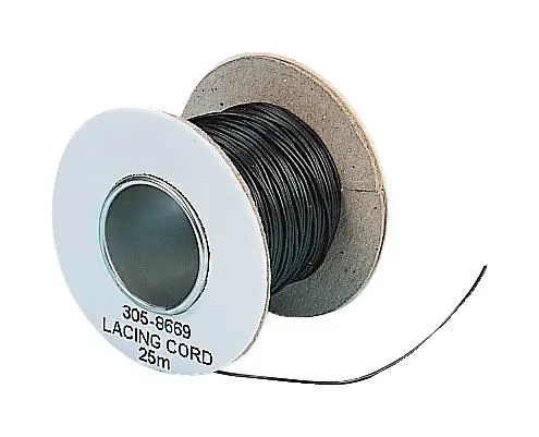PRO POWER 0.75mm Lacing Cord, Nylon Core, PVC Black, 25m Reel