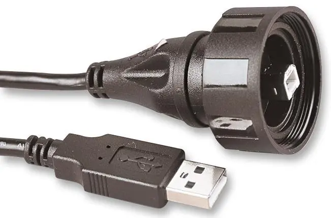 BULGIN Cabo USB Tipo B IP68, 2m, Preto
