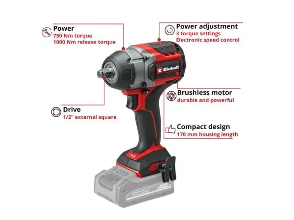 Einhell TP-CW 18/750-C Li BL Impact Wrench 18V Bare Unit