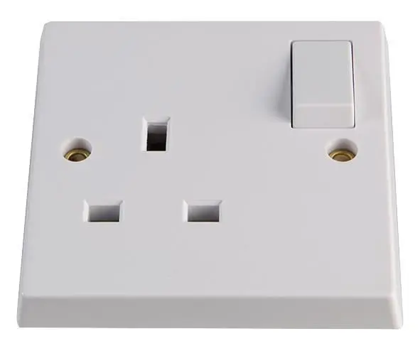 Volex Accessories שקע חשמלי מופעל, 13A, לבן, יחידה אחת