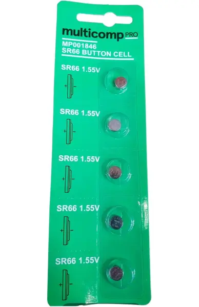 Multicomp Pro SR66 1.5V Silver Oxide Button Cell, 5 Pack