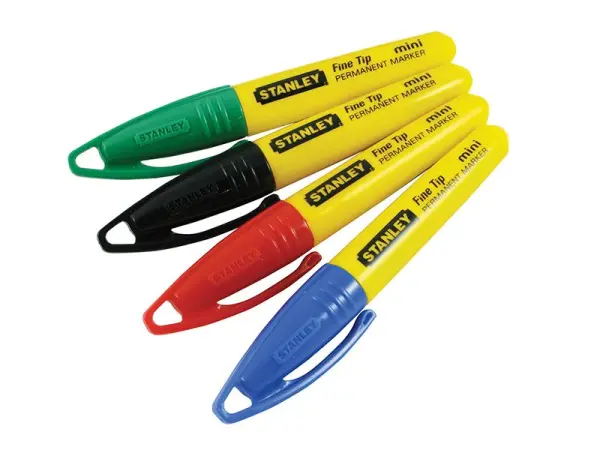 STANLEY Rotuladores Permanentes de Punta Fina, Pack de 4 Colores