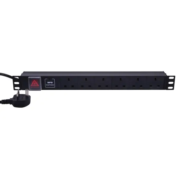 POWERCOOL 1U Rack Mount 6 Gang PDU with Surge Protection