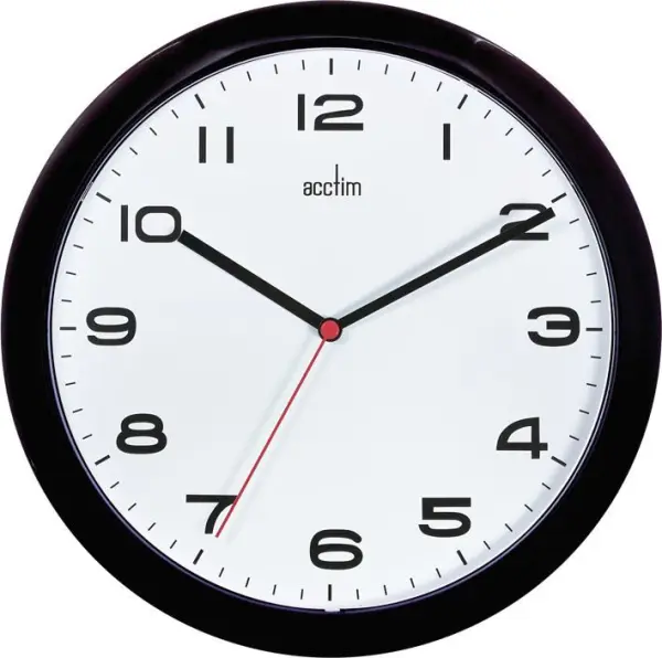ACCTIM Aylesbury 25.5cm Quartz Wall Clock, Black