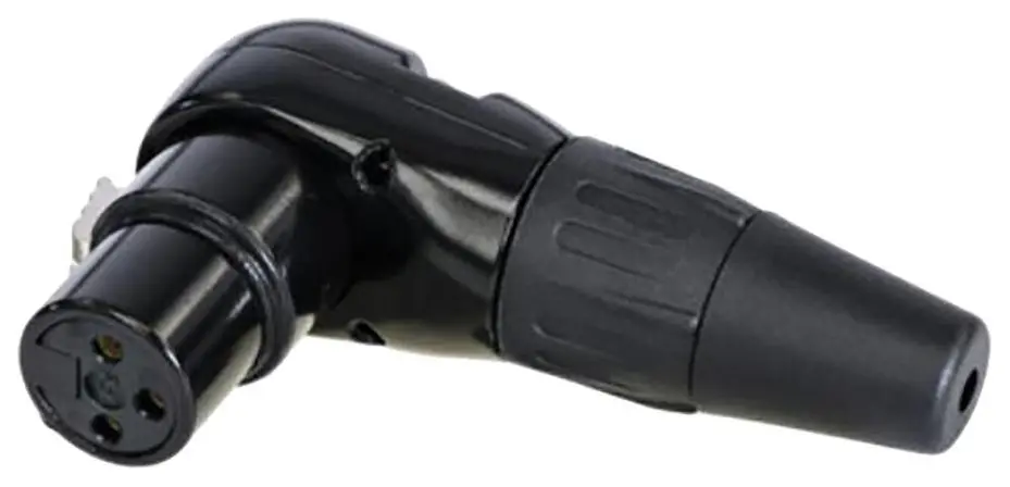 REAN - Soket XLR 3 Kutub Sudut 90 Darjah, Hitam, Plat Perak